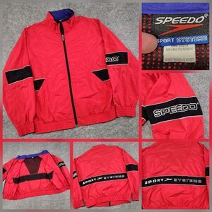 VTG 90s Speedo Sport Systems Mens M Medium Red Nylon Full Zip Windbreaker Jacket